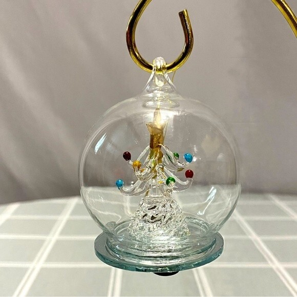 Christmas Ornament Hanging Ball Spun Glass Tree Colored Balls & Gold Star - Picture 2 of 6
